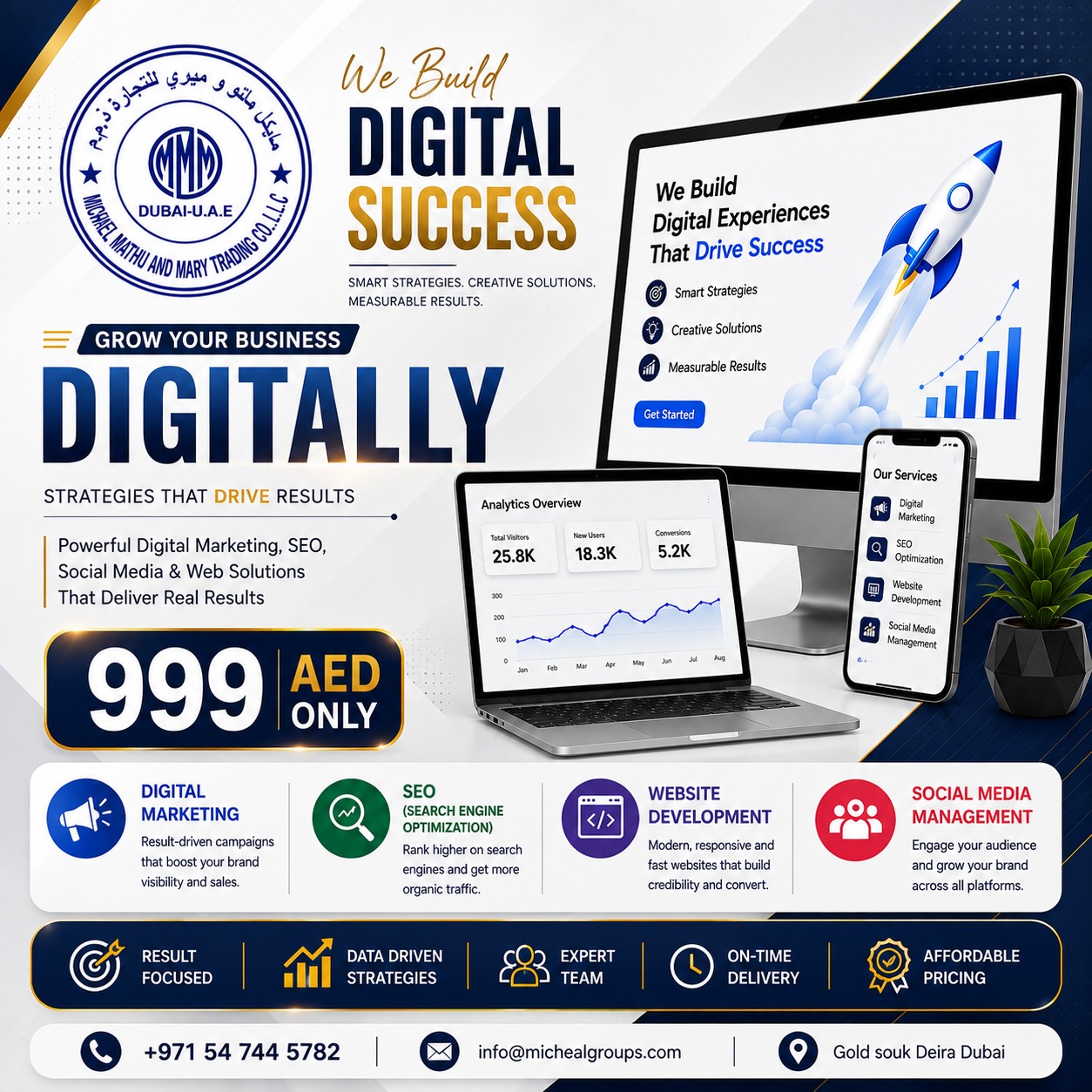 Michael Mathu and Mary Trading digital marketing services offer for AED 999